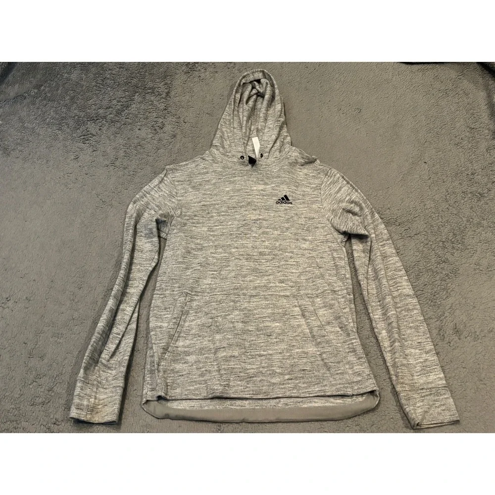 Adidas Mens Small Space Dye Pullover Hoodie Gray White 100% Cotton RN 88387